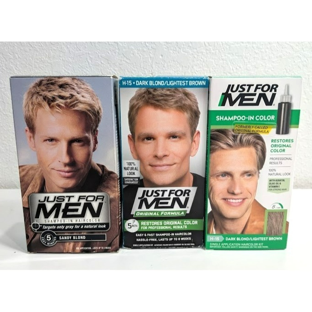 Just For Men (1) H-10 Sandy Blond - (2) H15 Dark Blonde Shampoo-in Hair Dye NIB